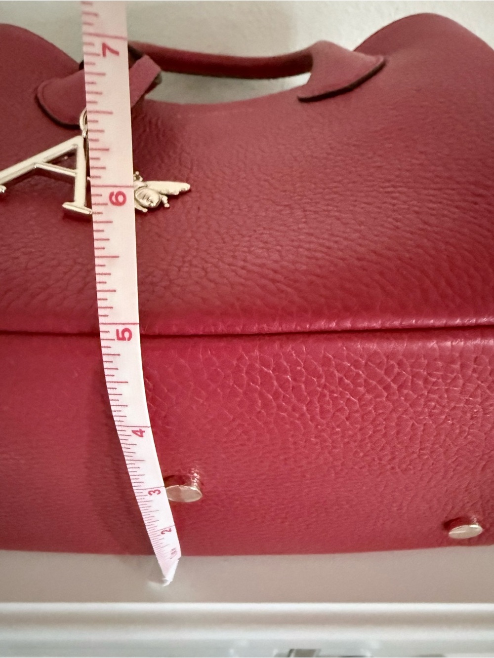Aspinal of London Red Pebble Leather Midi Tote - Picture 12 of 13